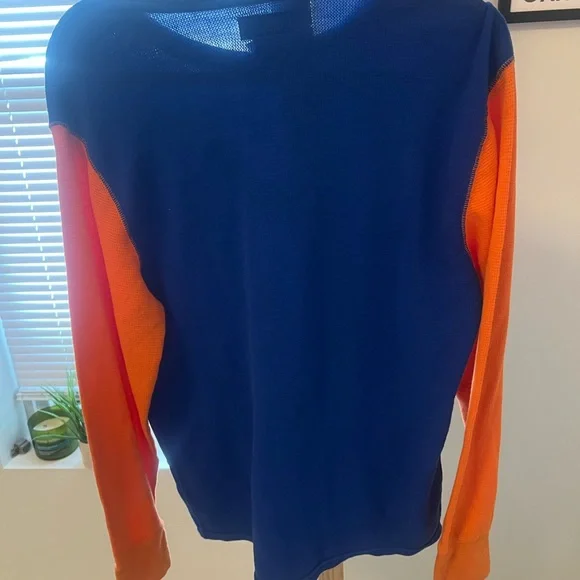 Polo Ralph Lauren Blue and Orange Thermal/Henley Long Sleeve Shirt - Picture 4 of 4
